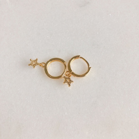 S925 silver star hoop earrings - Picture 3 of 7